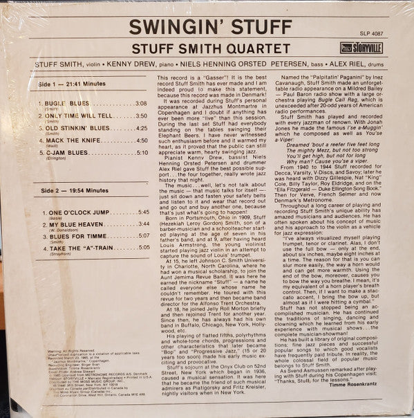 Stuff Smith Quartet ~ Swingin Stuff (Vinyl) - Djungel & Jazz