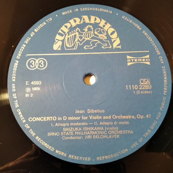 Shizuka Ishikawa - Jiří Bělohlávek, Max Bruch, Jean Sibelius, Brno State Philharmonic Orchestra ~ Sibelius - Violin Concerto / Bruch - Violin Concerto No. 1 (Vinyl) - Djungel & Jazz