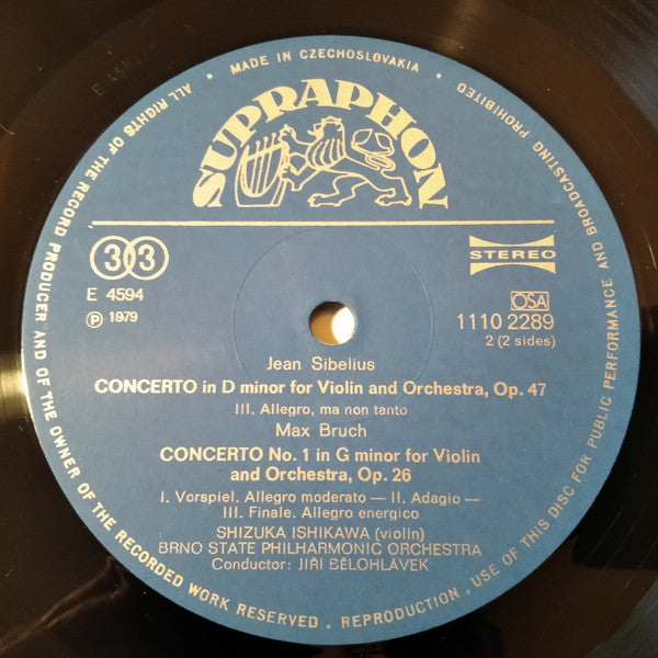 Shizuka Ishikawa - Jiří Bělohlávek, Max Bruch, Jean Sibelius, Brno State Philharmonic Orchestra ~ Sibelius - Violin Concerto / Bruch - Violin Concerto No. 1 (Vinyl) - Djungel & Jazz