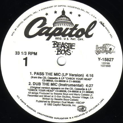 Beastie Boys ~ Pass The Mic (Vinyl) - Djungel & Jazz