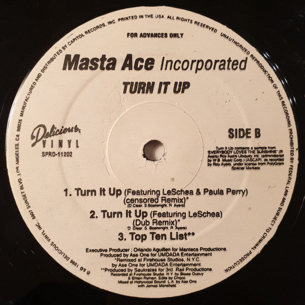 Masta Ace Incorporated ~ Turn It Up / Top Ten List (Vinyl) - Djungel & Jazz