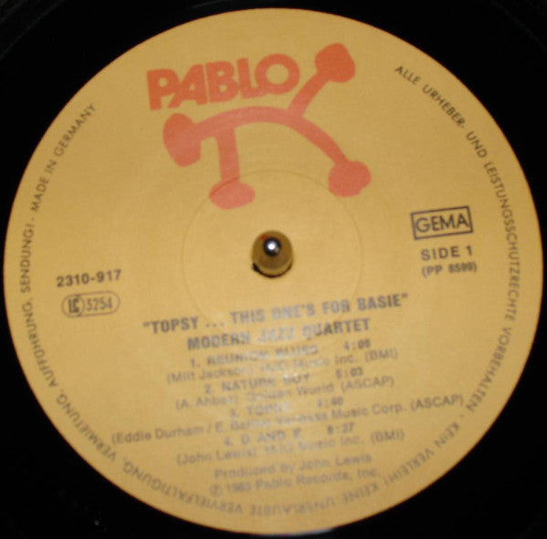 The Modern Jazz Quartet ~ "Topsy" This One's For Basie (Vinyl) - Djungel & Jazz