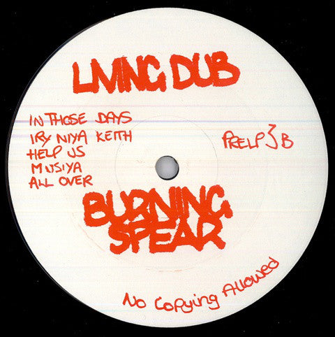Burning Spear : Living Dub (LP, Album)