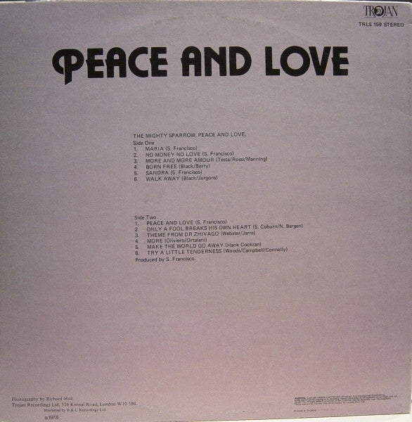 The Mighty Sparrow* : Peace And Love (LP, Album)