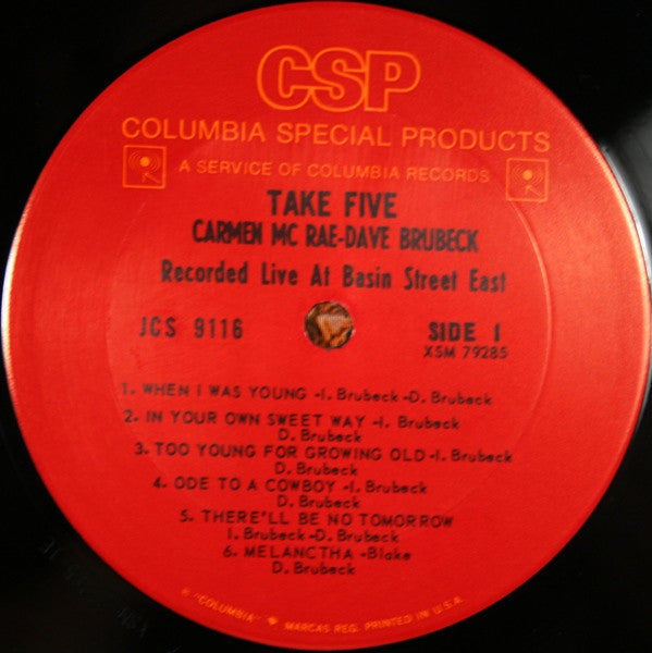 Carmen McRae - Dave Brubeck ~ Take Five (Recorded Live At Basin Street East) (Vinyl) - Djungel & Jazz