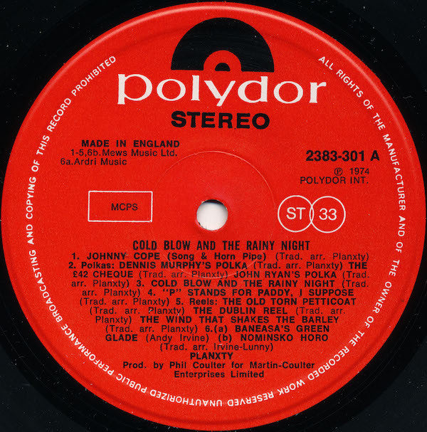 Planxty ~ Cold Blow And The Rainy Night (Vinyl) - Djungel & Jazz