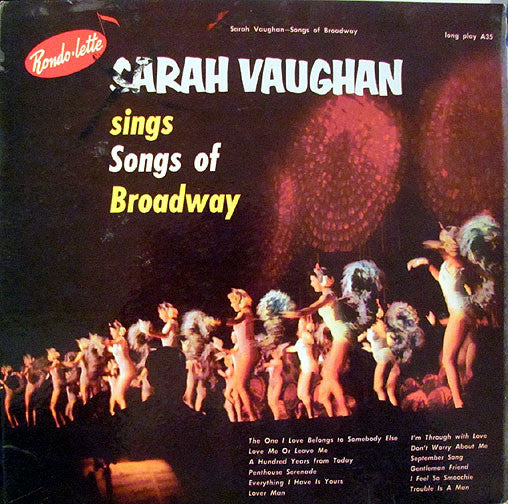 Sarah Vaughan ~ Sings Songs Of Broadway (Vinyl) - Djungel & Jazz