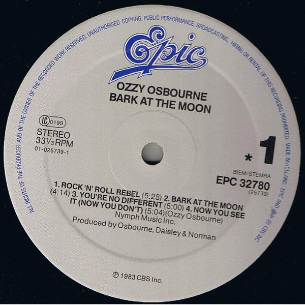 Ozzy Osbourne ~ Bark At The Moon (Vinyl) - Djungel & Jazz