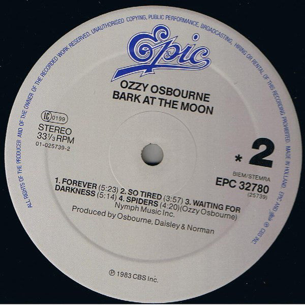 Ozzy Osbourne ~ Bark At The Moon (Vinyl) - Djungel & Jazz