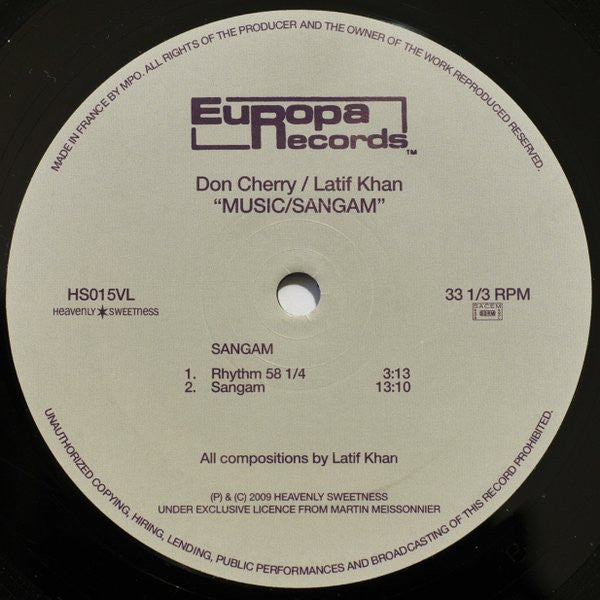 Don Cherry / Latif Khan ~ Music/Sangam (Vinyl) - Djungel & Jazz