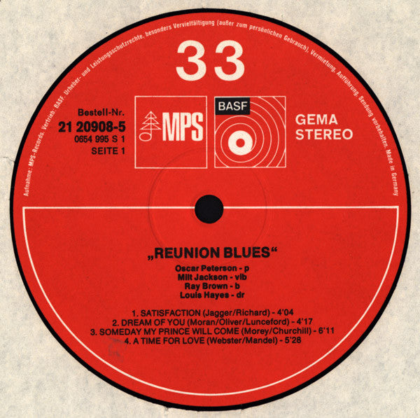 Oscar Peterson, Milt Jackson, Ray Brown, Louis Hayes ~ Reunion Blues (Vinyl) - Djungel & Jazz