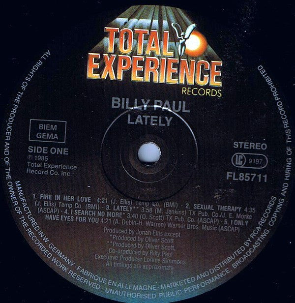 Billy Paul ~ Lately (Vinyl) - Djungel & Jazz