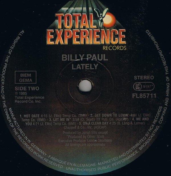 Billy Paul ~ Lately (Vinyl) - Djungel & Jazz