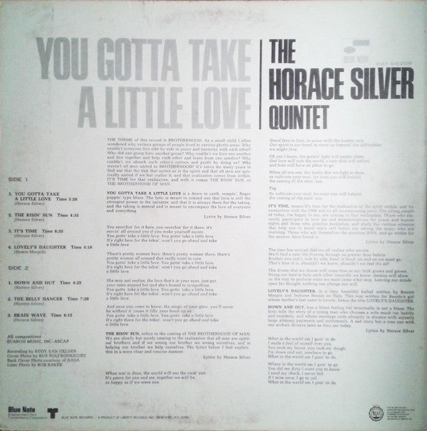 The Horace Silver Quintet ~ You Gotta Take A Little Love (Vinyl) - Djungel & Jazz