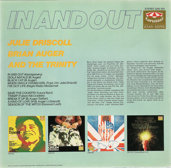 Julie Driscoll, Brian Auger & The Trinity ~ In And Out (Vinyl) - Djungel & Jazz