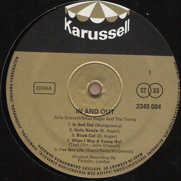 Julie Driscoll, Brian Auger & The Trinity ~ In And Out (Vinyl) - Djungel & Jazz