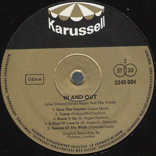 Julie Driscoll, Brian Auger & The Trinity ~ In And Out (Vinyl) - Djungel & Jazz