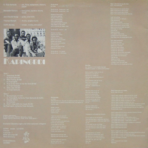 Kapingbdi : African Rhythm Rock Jazz From Liberia - West Africa (LP, Album)