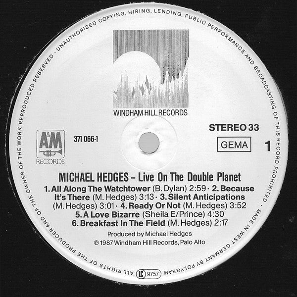 Michael Hedges ~ Live On The Double Planet (Vinyl) - Djungel & Jazz