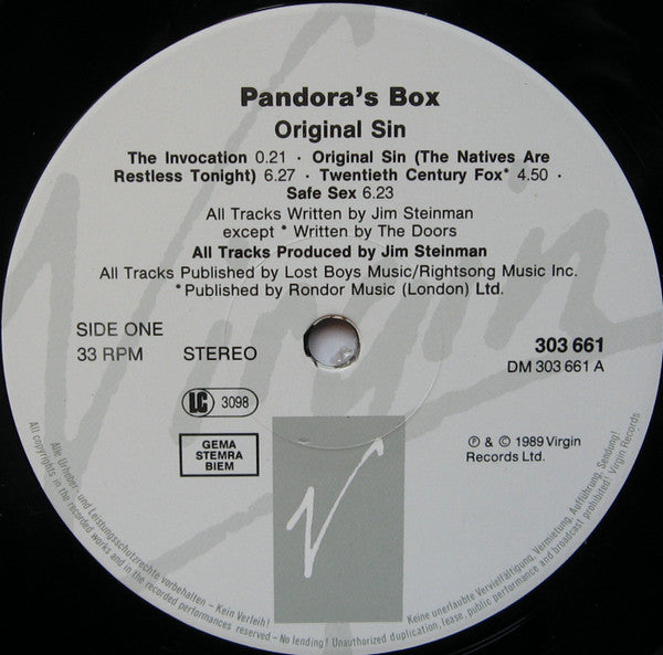 Pandora's Box ~ Original Sin (Vinyl) - Djungel & Jazz