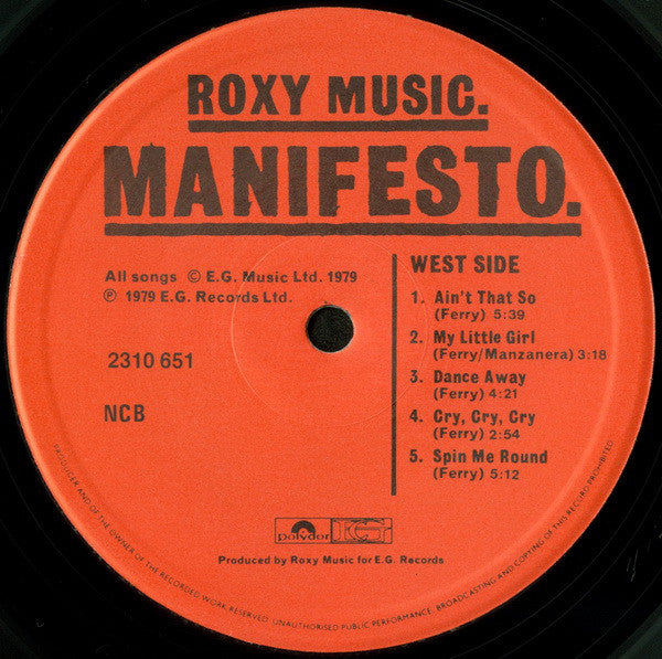 Roxy Music ~ Manifesto (Vinyl) - Djungel & Jazz