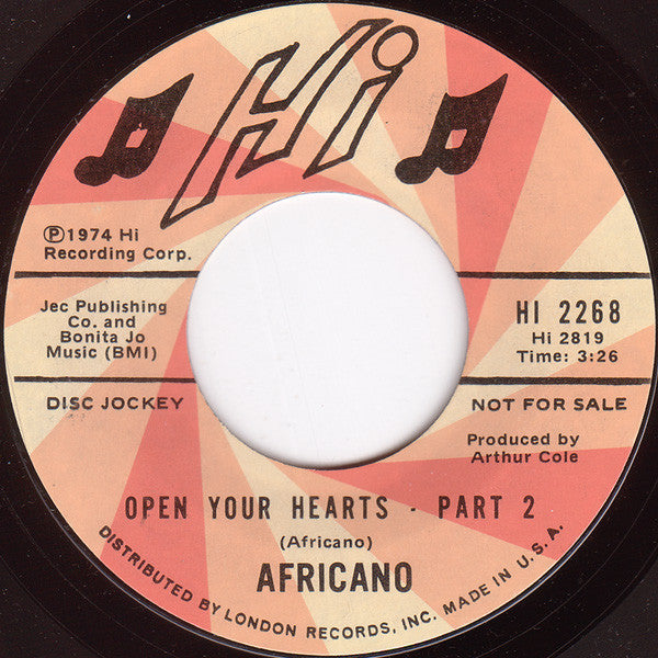 Africano ~ Open Your Hearts (Vinyl) - Djungel & Jazz