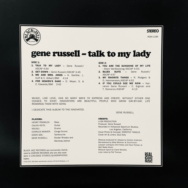 Gene Russell ~ Talk To My Lady (Vinyl) - Djungel & Jazz