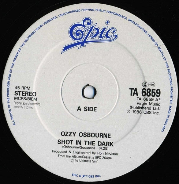 Ozzy Osbourne ~ Shot In The Dark (Vinyl) - Djungel & Jazz