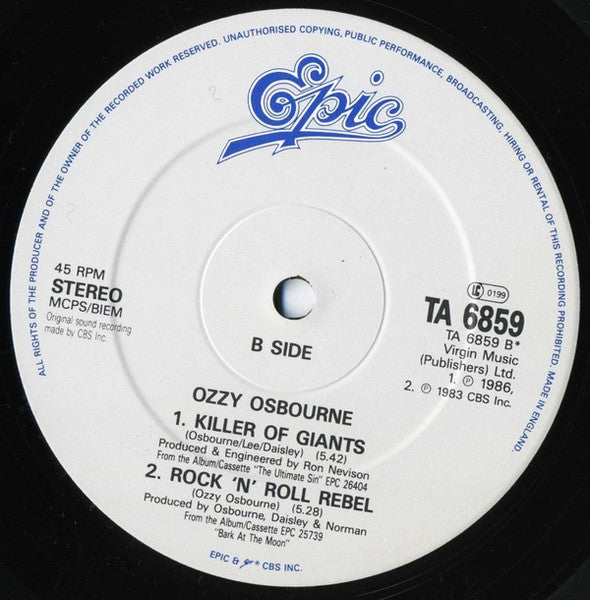 Ozzy Osbourne ~ Shot In The Dark (Vinyl) - Djungel & Jazz