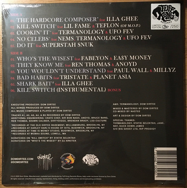 Dom Dirtee : The Hardcore Composer (LP, Album, Ltd, Num)