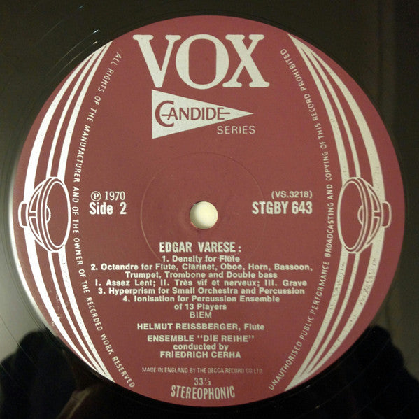 Varèse, Friedrich Cerha, "Die Reihe" Ensemble ~ Density / Intégrales / Offrandes / Hyperprism / Octandre / Ionisation (Vinyl) - Djungel & Jazz