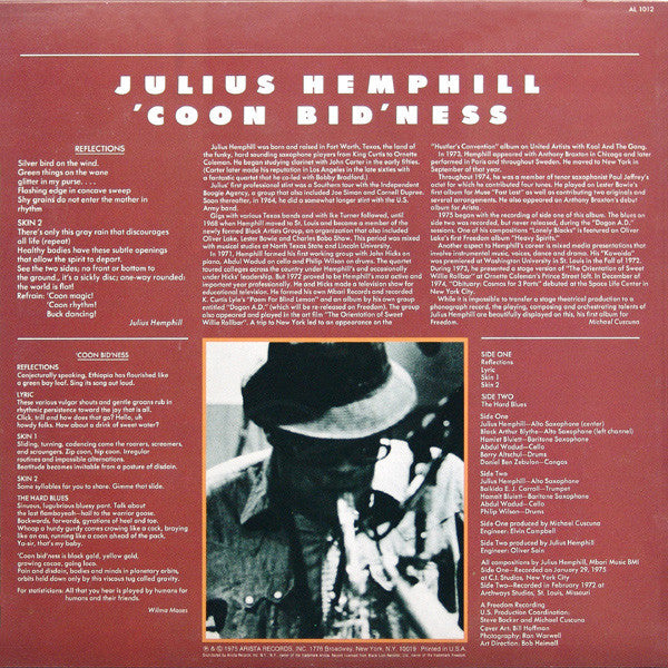 Julius Hemphill ~ 'Coon Bid'ness (Vinyl) - Djungel & Jazz