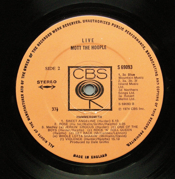 Mott The Hoople ~ Mott The Hoople Live (Vinyl) - Djungel & Jazz