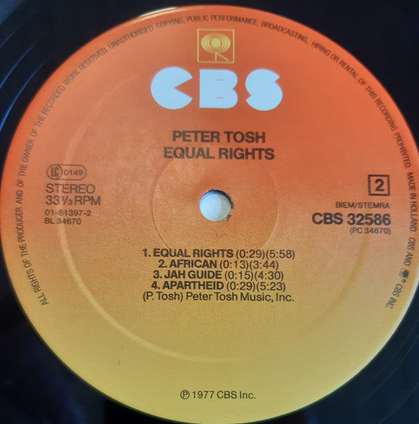 Peter Tosh ~ Equal Rights (Vinyl) - Djungel & Jazz