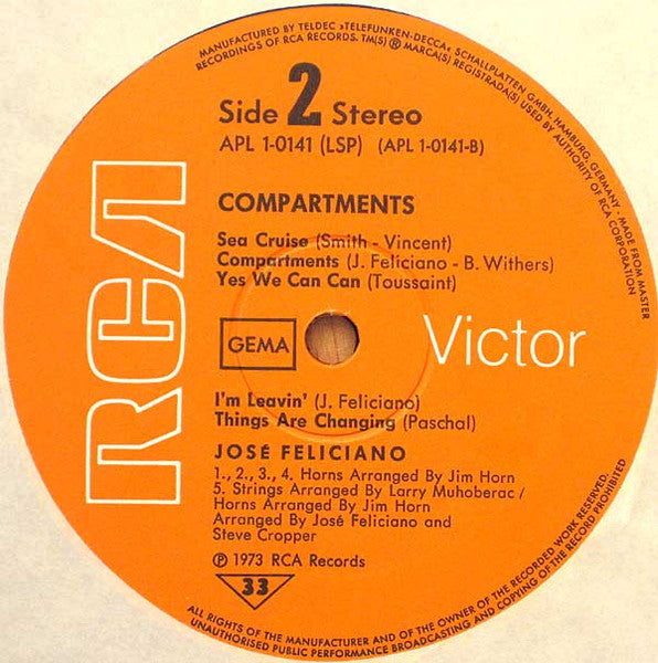 José Feliciano ~ Compartments (Vinyl) - Djungel & Jazz