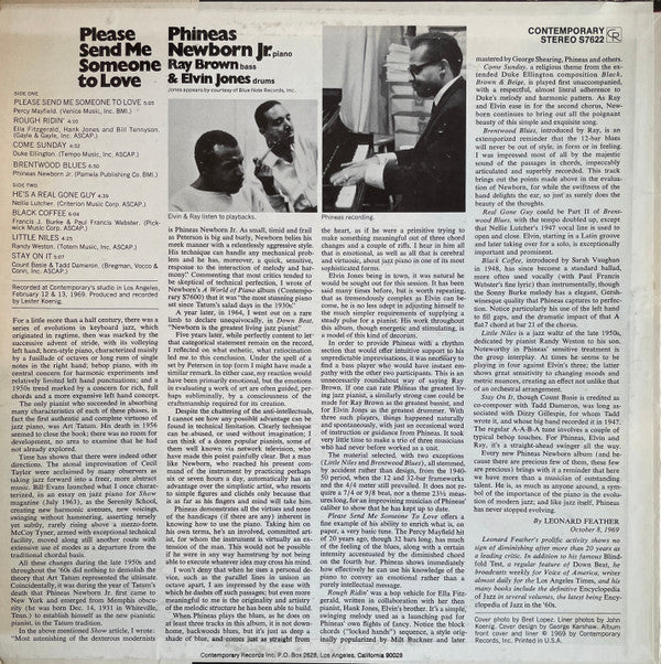 Phineas Newborn Jr. ~ Please Send Me Someone To Love (Vinyl) - Djungel & Jazz