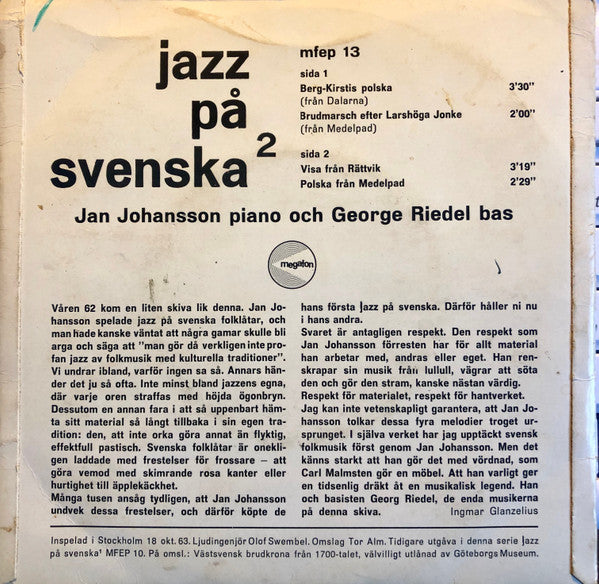 Jan Johansson ~ Jazz På Svenska 2 (Vinyl) - Djungel & Jazz