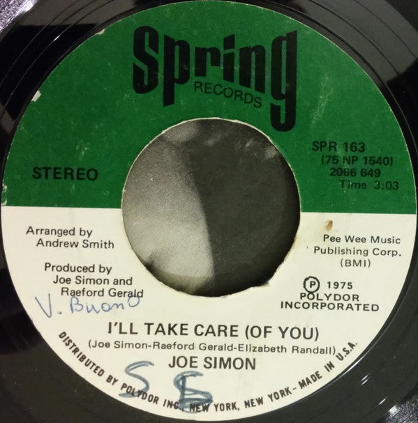 Joe Simon ~ I Need You, You Need Me / I'll Take Care (Of You) (Vinyl) - Djungel & Jazz