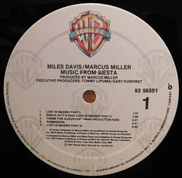 Miles Davis & Marcus Miller ~ Music From Siesta (Vinyl) - Djungel & Jazz