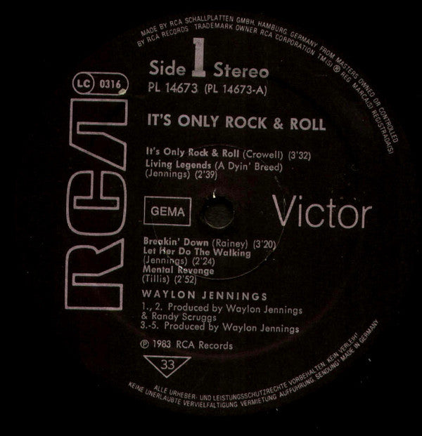 Waylon Jennings ~ It's Only Rock & Roll (Vinyl) - Djungel & Jazz
