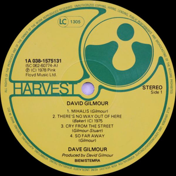 David Gilmour ~ David Gilmour (Vinyl) - Djungel & Jazz