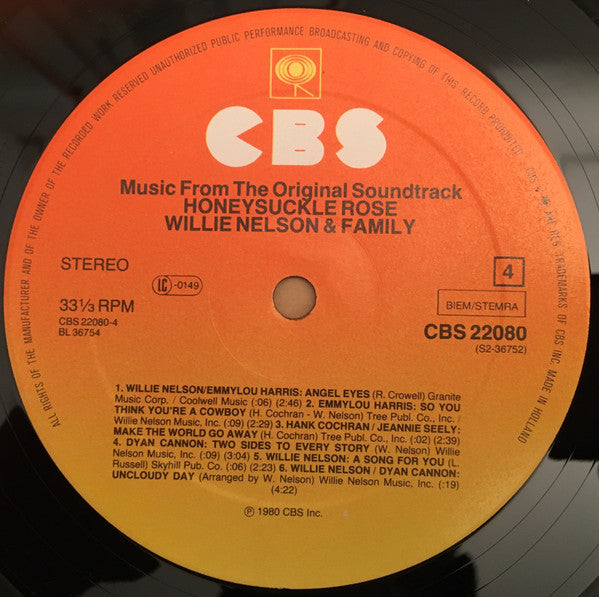 Willie Nelson & Family ~ Honeysuckle Rose (Music From The Original Soundtrack) (Vinyl) - Djungel & Jazz