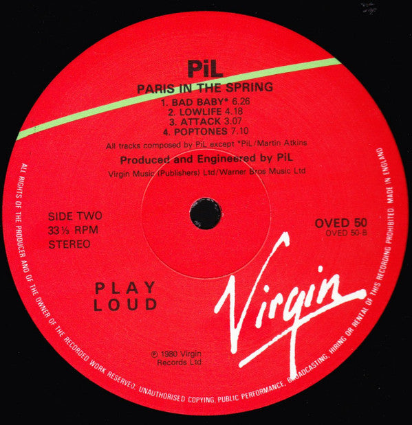 Public Image Limited ~ Paris Au Printemps = Paris In The Spring (Vinyl) - Djungel & Jazz