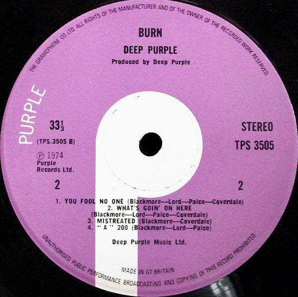 Deep Purple ~ Burn (Vinyl) - Djungel & Jazz