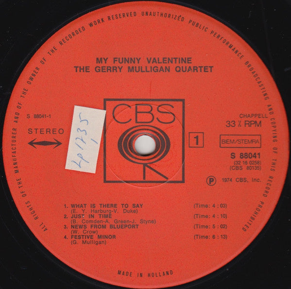 Gerry Mulligan Quartet ~ My Funny Valentine 1958-1962 (Vinyl) - Djungel & Jazz