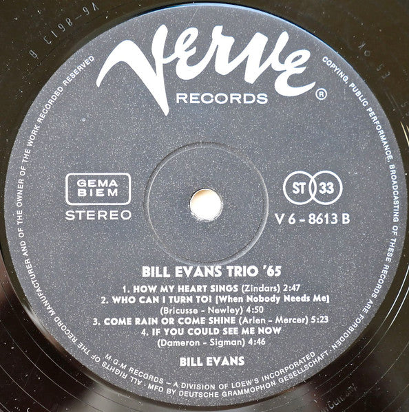 Bill Evans Trio ~ Trio '65 (Vinyl) - Djungel & Jazz