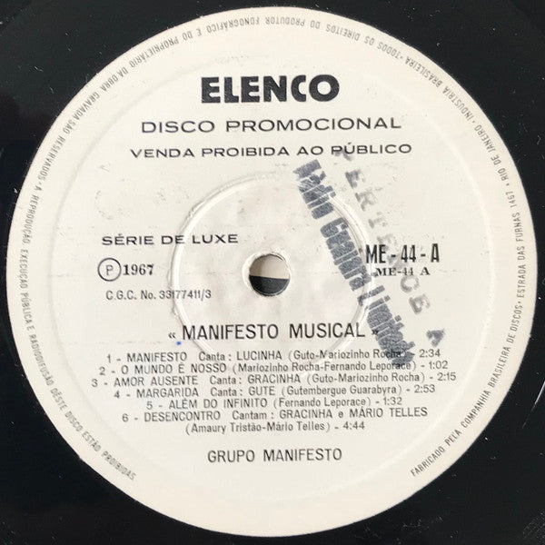 Grupo Manifesto : Manifesto Musical (LP, Album, Mono, Promo)