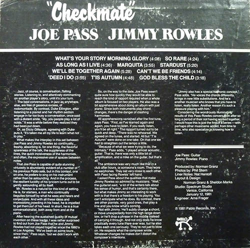 Joe Pass & Jimmy Rowles : Checkmate (LP, Album, Red)