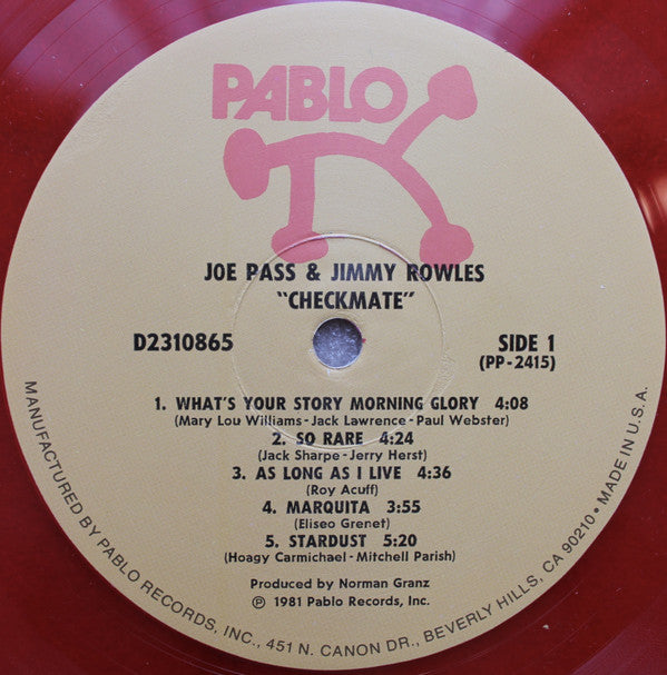 Joe Pass & Jimmy Rowles : Checkmate (LP, Album, Red)