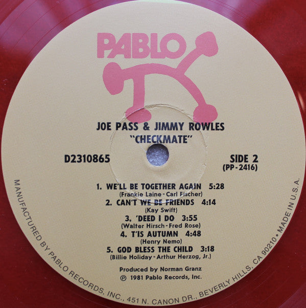 Joe Pass & Jimmy Rowles : Checkmate (LP, Album, Red)